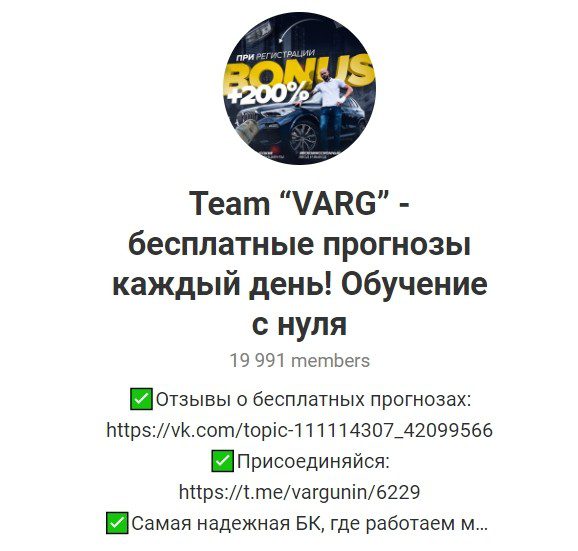 Телеграм канал Team «VARG» (Варгунин)