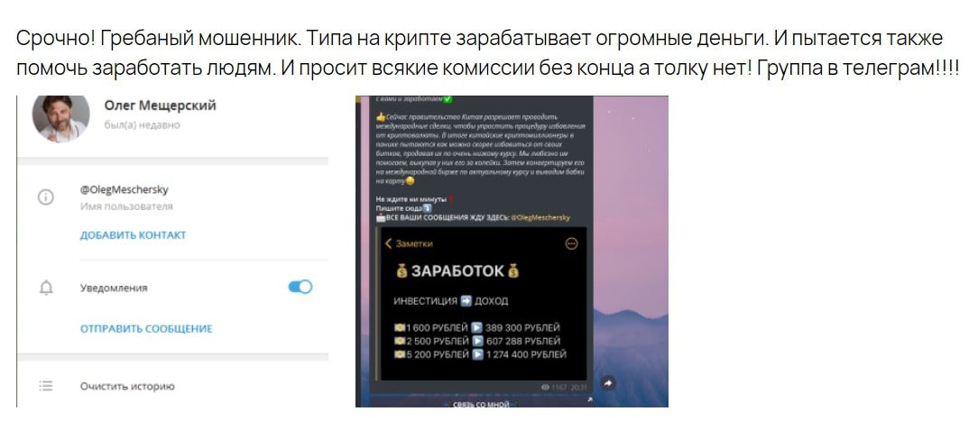 Олег Мещерский Телеграмм - отзывы о Доступная криптология и Разгадка больших денег
