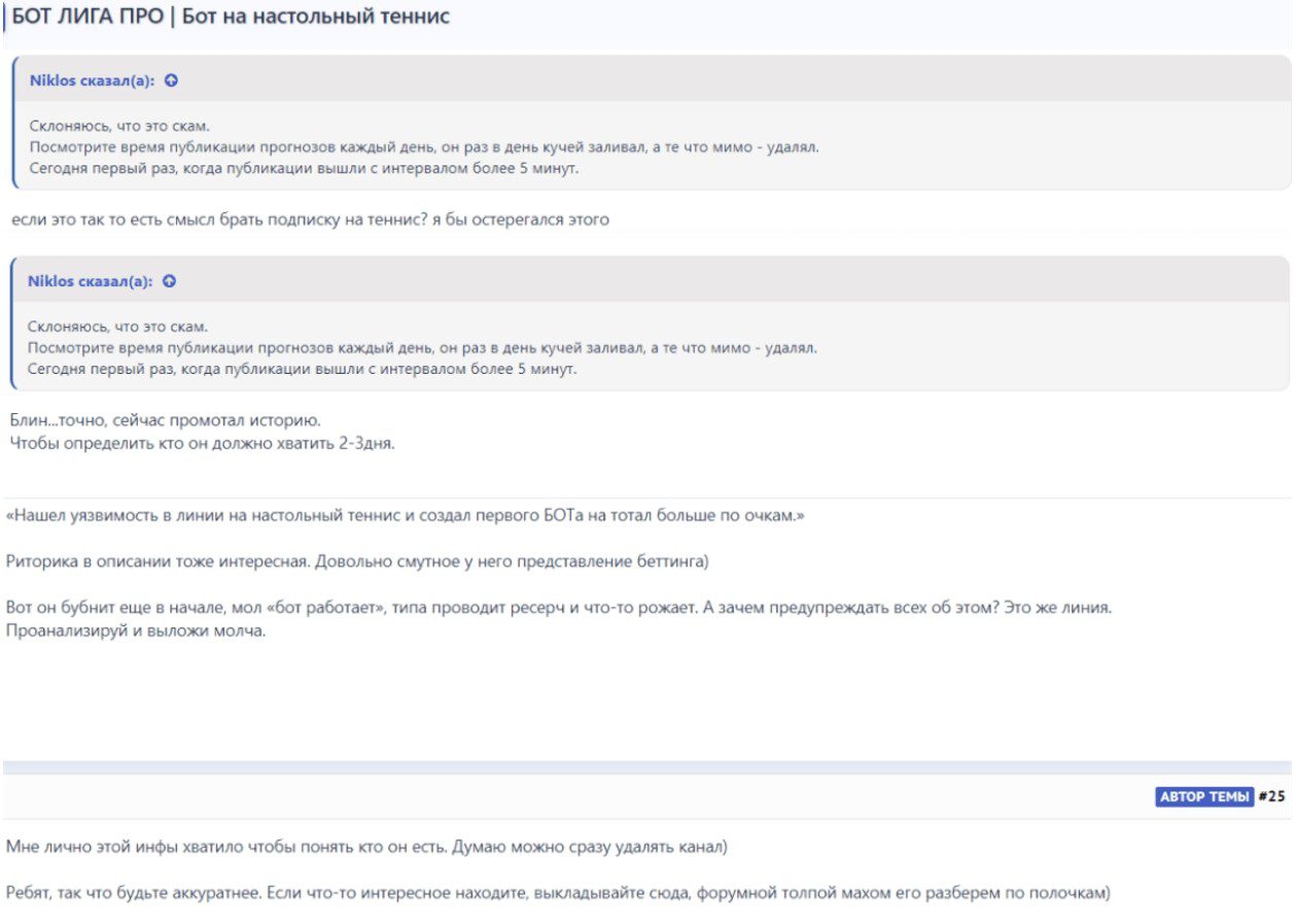 Отзывы о БОТ Лига Про Телеграмм