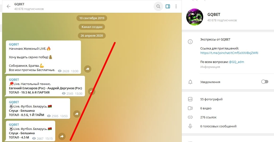 Телеграм GQBet - прогнозы