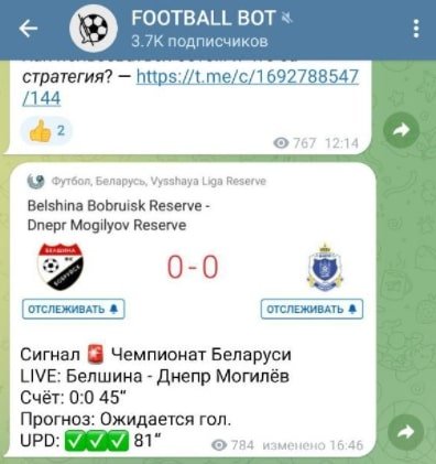 Сигналы FOOTBALL BOT каппера