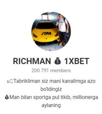 RICHMAN 1XBET в Телеграмм