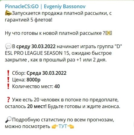 Платные услуги на канале Evgeniy Bassonov