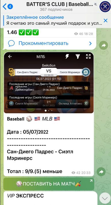 Прогнозы BATTER’S CLUB