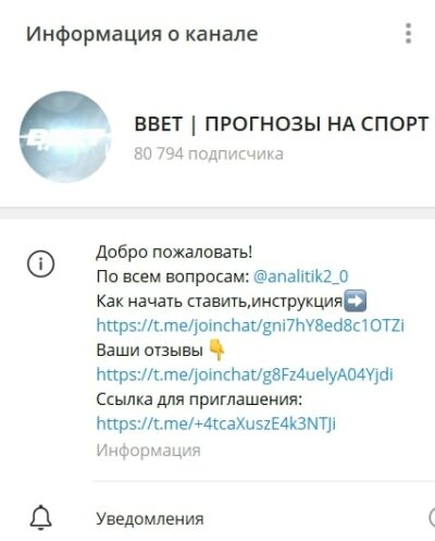 Телеграмм BBET ПРОГНОЗЫ НА СПОРТ