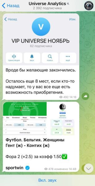 Universe Analytics ставки на спорт