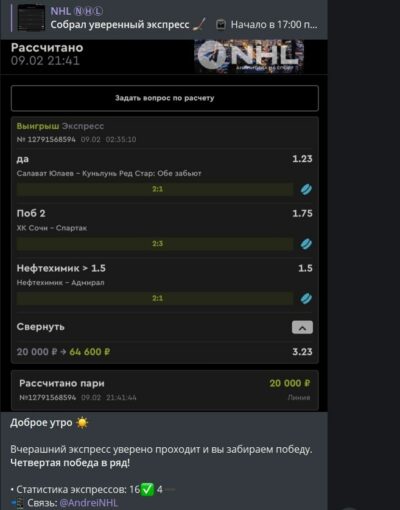 AndreiNHL прогнозы на спорт