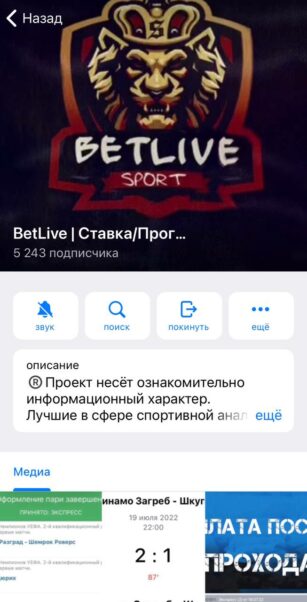 BetLive телеграмм