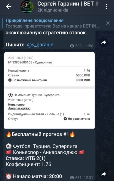 Сергей Гаранин BETINVEST ставки на спорт