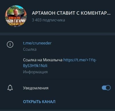 АРТОМОН И МИХАЛЫЧ СТАВИТ телеграм