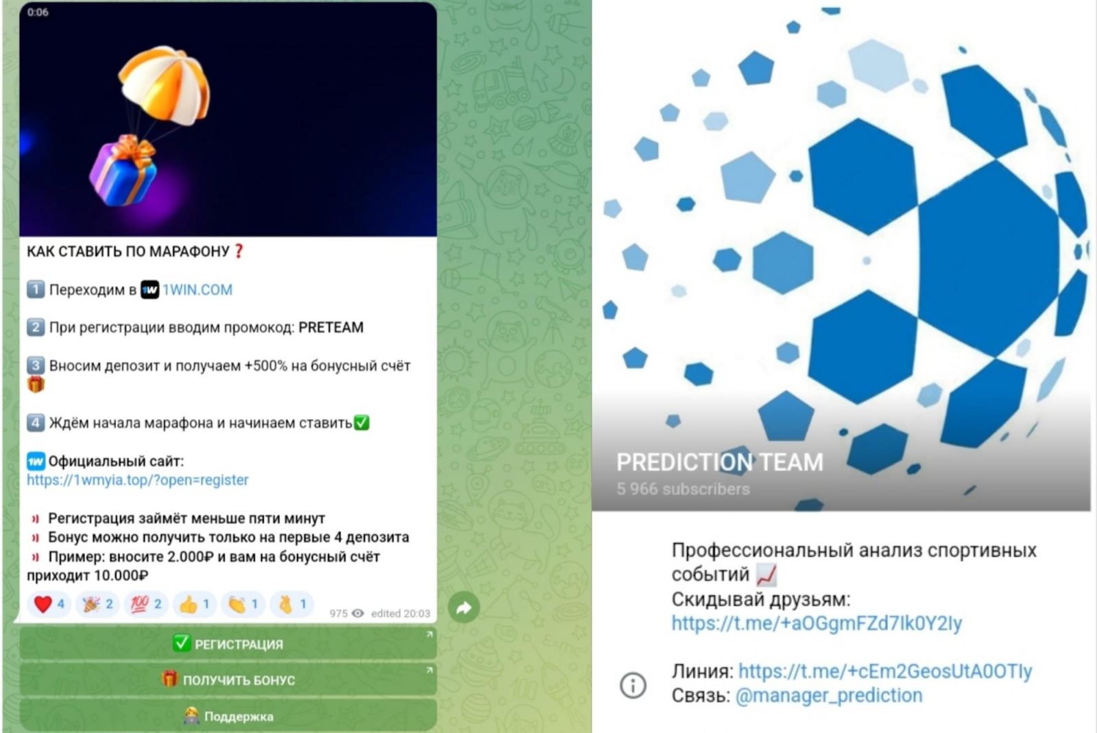 Prediction Team телеграм пост